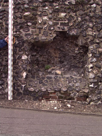 Remains of a blocking on the east side of the wall
