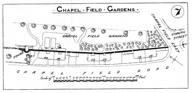 Plan of the section of wall on the west side of Chapelfield Gardens