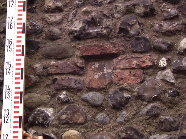 Detail of putlog showing that on this section of the wall the side bricks were laid horizontally