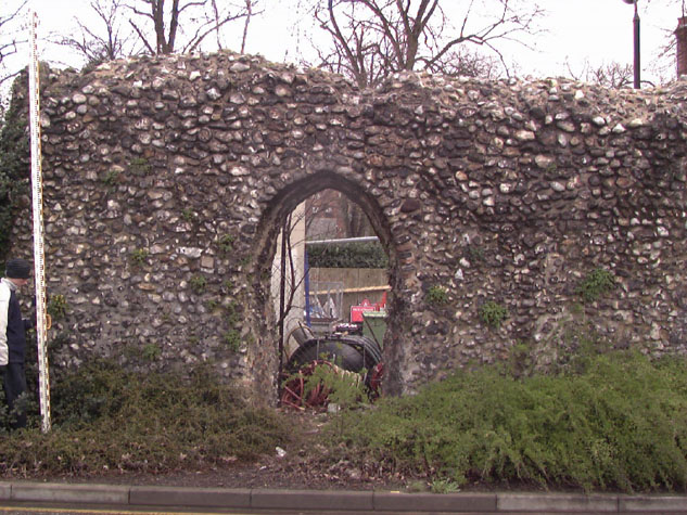 Archway through the wall from the outer or west side