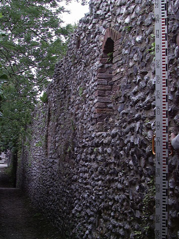 The inner or north side of the wall from the west, looking towards King Street