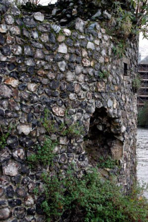 Detail of fallen flintwork facing south-west