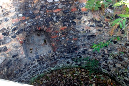 Detail of interior walling, looking east