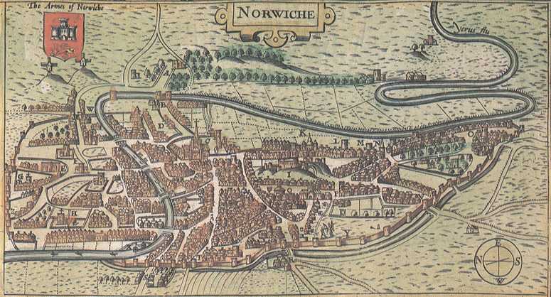 View of	Norwich from the west