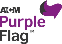 Purple flag status logo