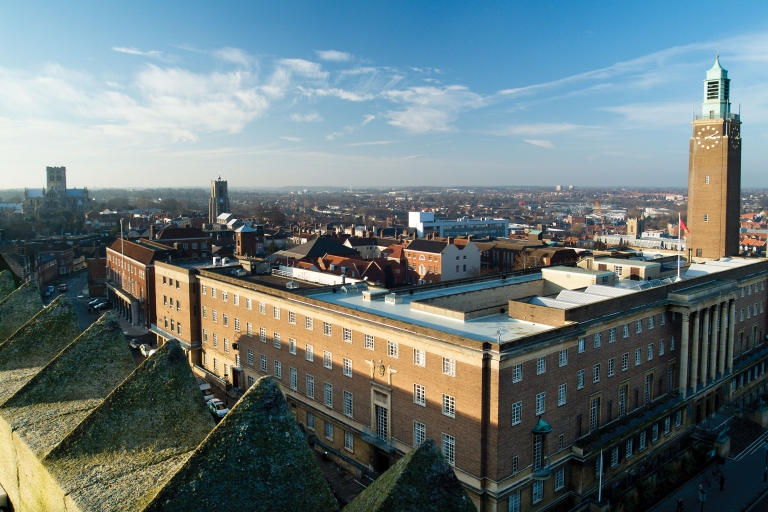 City HAll from top of St Peter Mancroft Church