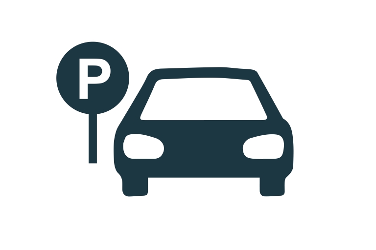 Car and parking sign
