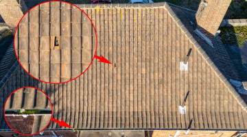 Picture shows rooftops taken from a drone.