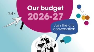 Graphic asking people to join the budget conversation