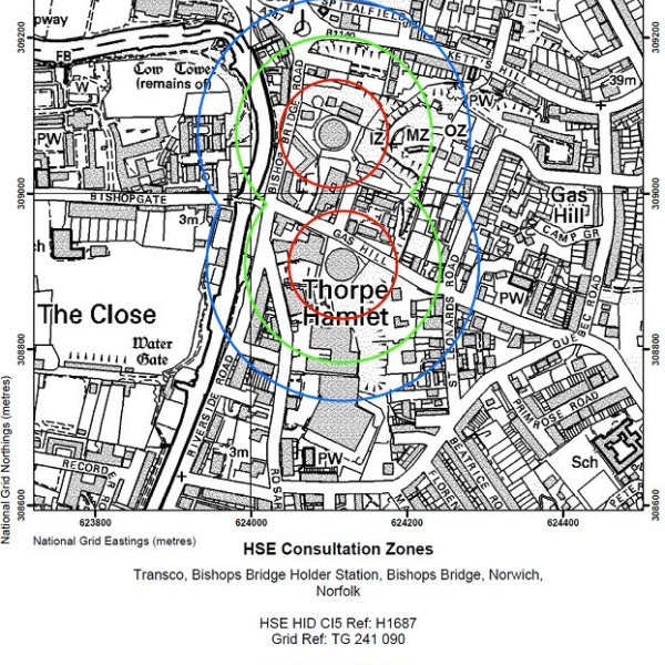 HSE Consultation zone map Transco, Bishops Bridge Holder Station
