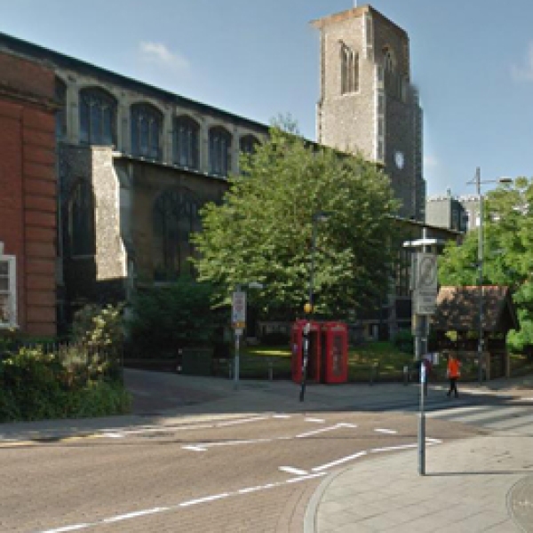 Phone box on St Andrew's plain